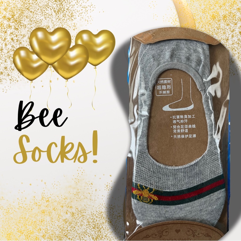 ❤️🐝💚 Unbranded Bee Socks in Gray💚🐝❤️